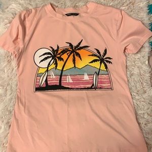 Pink tropical beach shirt